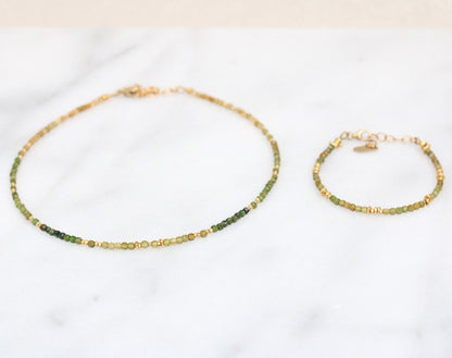 Green Tourmaline Choker: Karen Hill Tribe Gold Vermeil Necklace