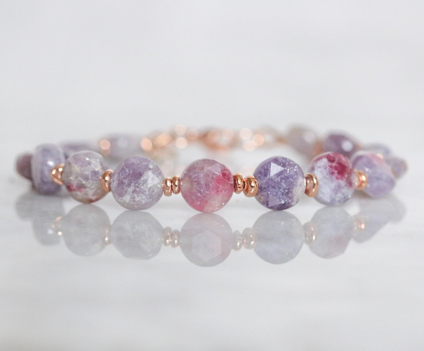 Plum Flower Tourmaline Bracelet: Karen Hill Tribe Gold Fill, Faceted Gemstone