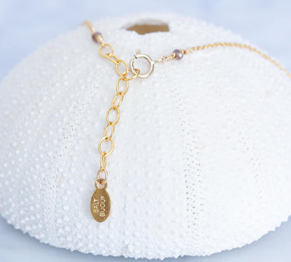 Faceted Smoky Quartz 14ct Gold Fill Necklace with Extender
