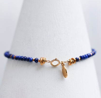 Handmade Lapis Lazuli Bracelet: Karen Hill Tribe Gold Vermeil Clasp