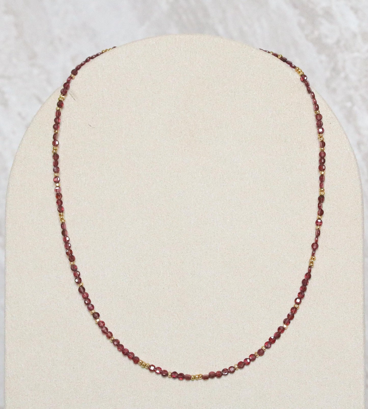 Garnet Choker Necklace: Faceted Coin Beads, Gold Vermeil, January Birthstone