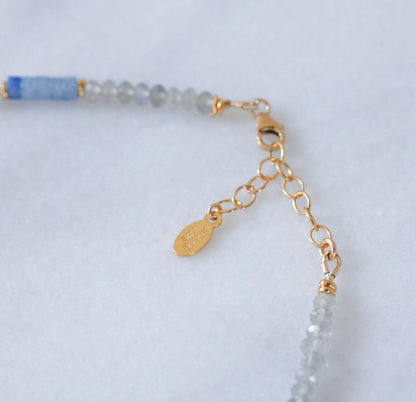 Labradorite and Aventurine Heishi Necklace: Gold Vermeil Surfer Choker