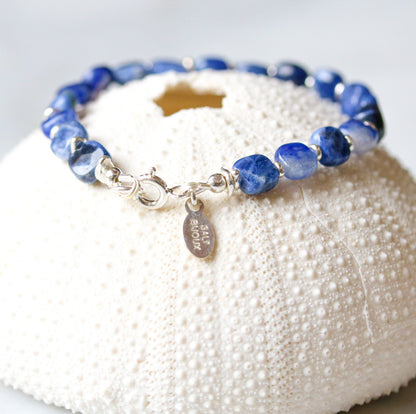 Blue Sodalite Bracelet: Karen Hill Tribe Silver, Faceted Gemstone