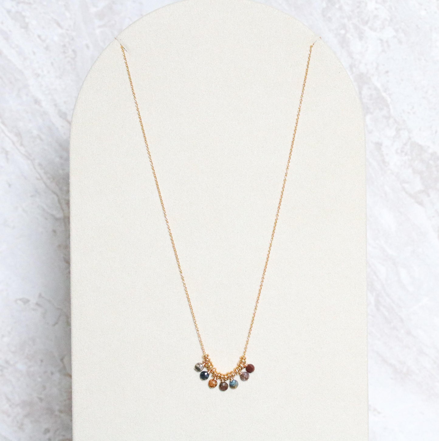 Faceted Pietersite Gemstone Necklace: 14k Gold Filled Charm