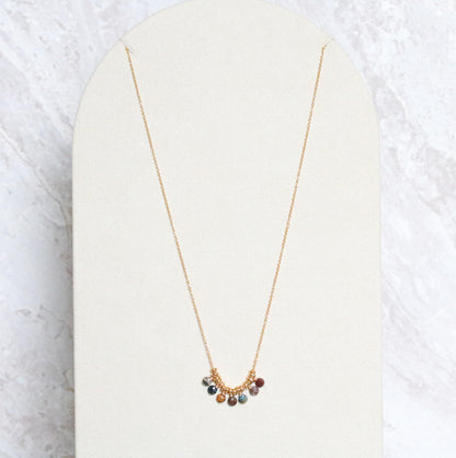 Faceted Pietersite Gemstone Necklace: 14k Gold Filled Charm