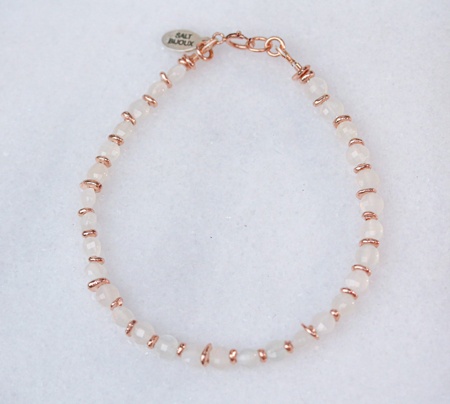 Faceted Moonstone Bracelet: Rose Gold Fill, Karen Hill Tribe Silver