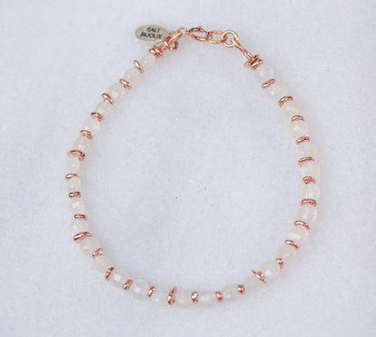 Faceted Moonstone Bracelet: Rose Gold Fill, Karen Hill Tribe Silver