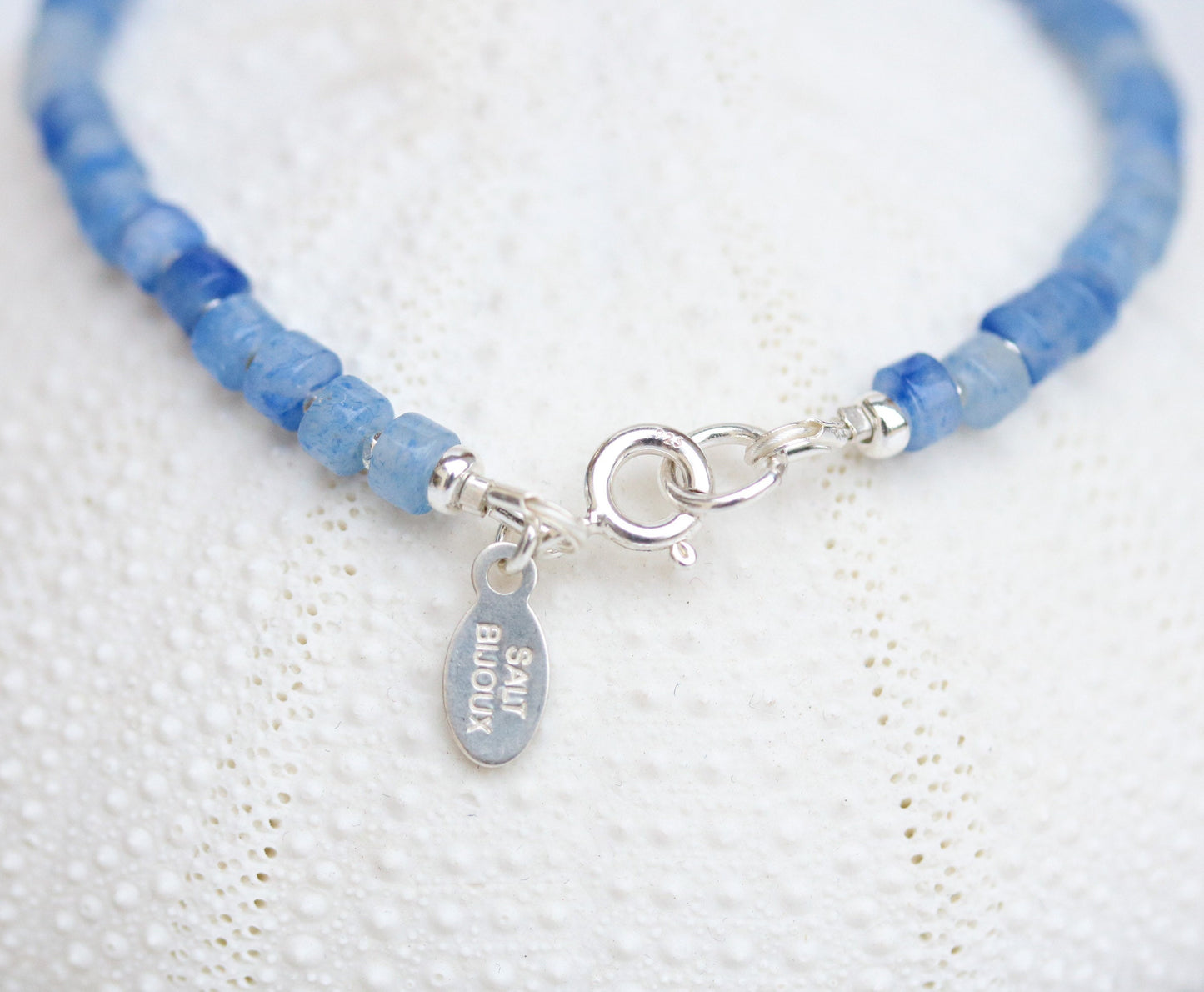 Blue Aventurine Sterling Silver Bracelet: Karen Hill Heishi Beads