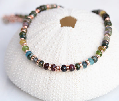 Tourmaline Heishi Choker: Rose Gold Vermeil, Surfer Style Necklace
