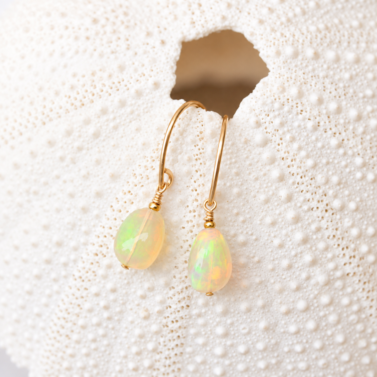 Ethiopian Opal Gold Earrings