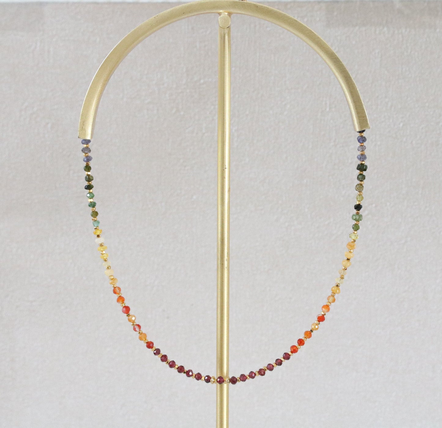 Rainbow Gemstone Necklace: Handmade Karen Hill Tribe Gold Vermeil Jewelry