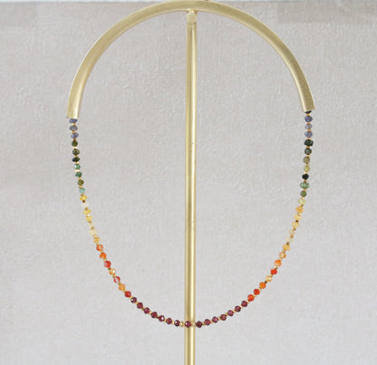 Rainbow Gemstone Necklace: Handmade Karen Hill Tribe Gold Vermeil Jewelry
