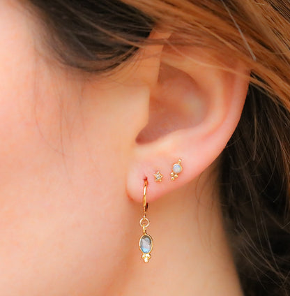 Dainty Amethyst Gold Vermeil Huggie Hoop Earrings