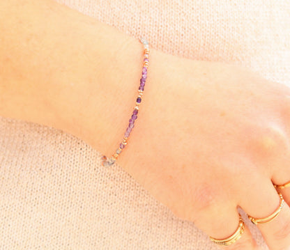 Faceted Fluorite Bracelet: Rose Gold Karen Hill Tribe Beads