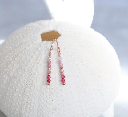 Dainty Spinel Drop Earrings: Rose Gold Vermeil and Karen Hill Tribe Beads