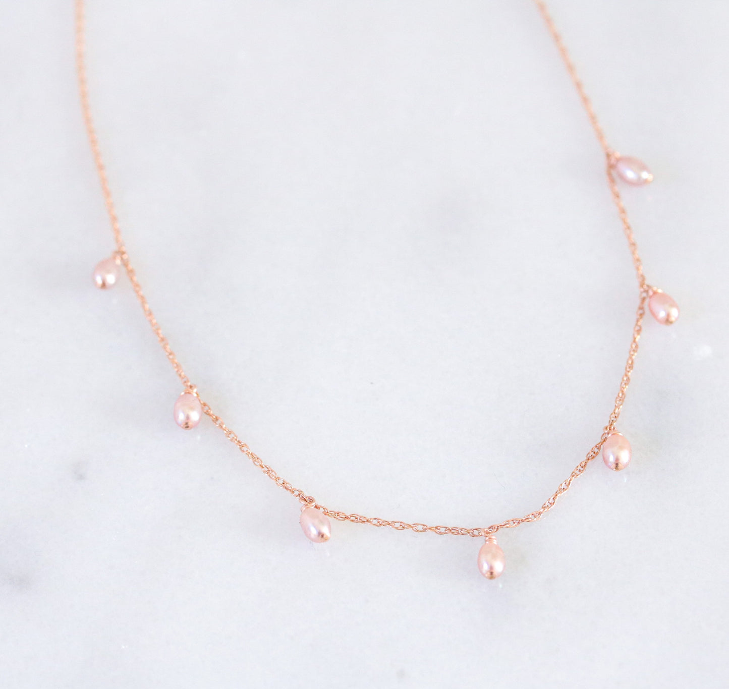 Handmade Rose Gold Freshwater Pearl Choker: Pastel Pink Baroque Necklace