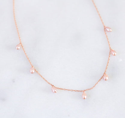 Handmade Rose Gold Freshwater Pearl Choker: Pastel Pink Baroque Necklace