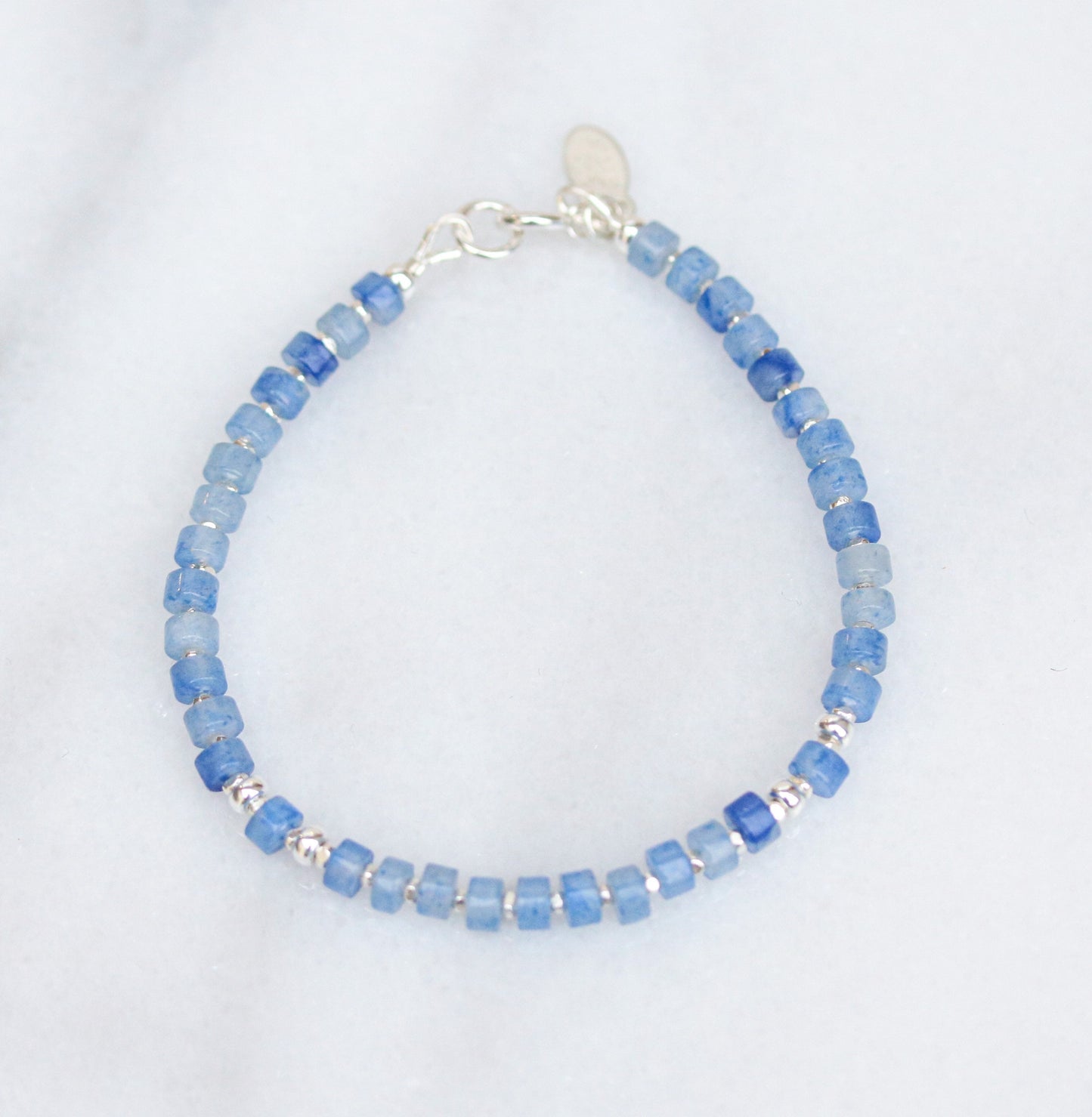 Blue Aventurine Sterling Silver Bracelet: Karen Hill Heishi Beads