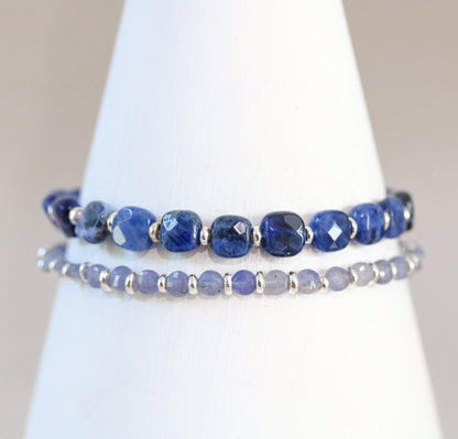 Blue Sodalite Bracelet: Karen Hill Tribe Silver, Faceted Gemstone