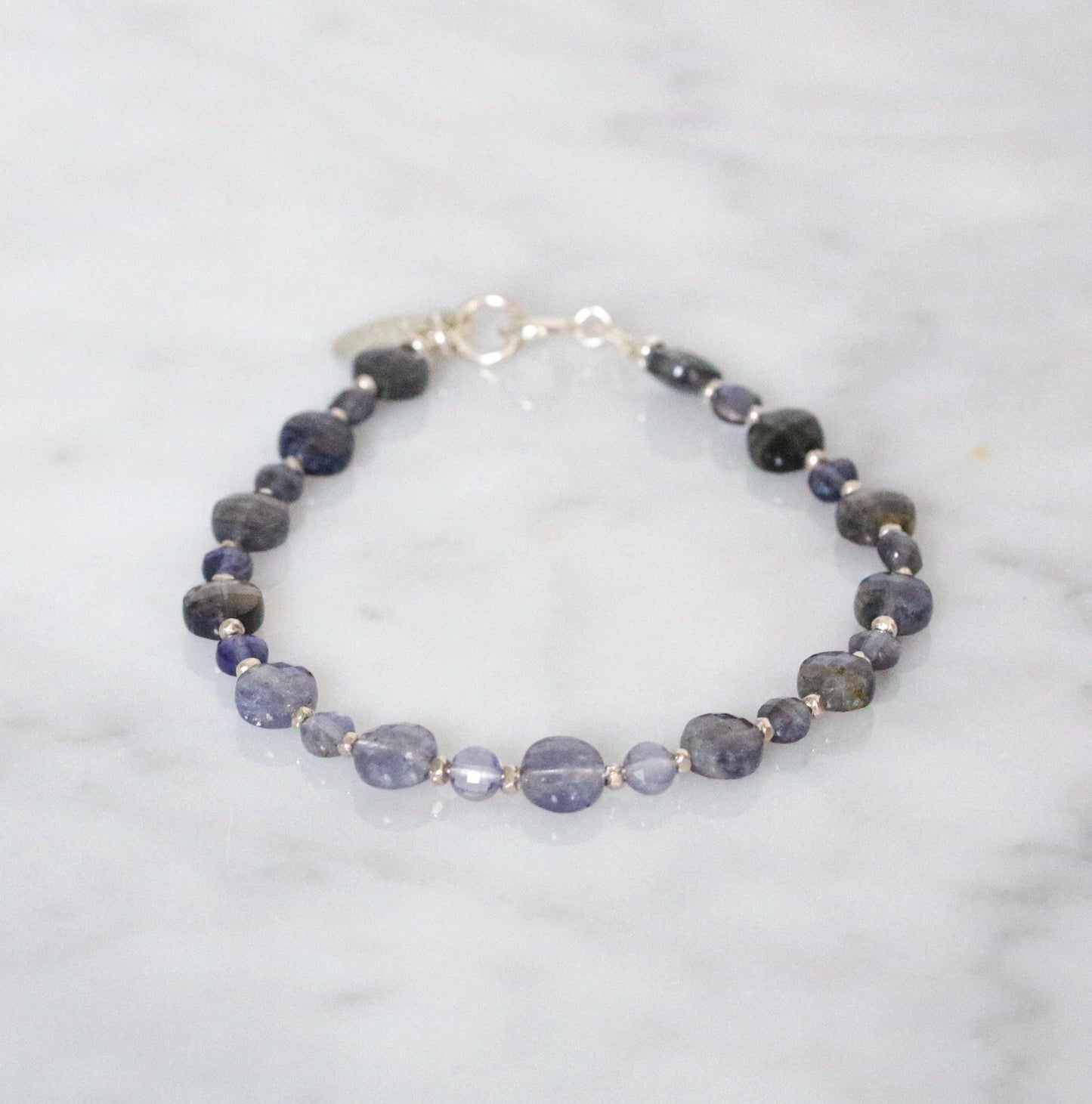 Ombré Iolite Bracelet: Sterling Silver Faceted Coin Jewelry