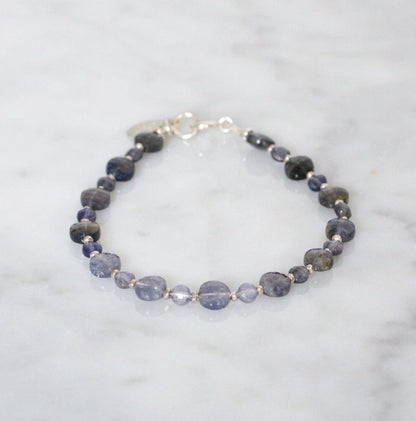 Ombré Iolite Bracelet: Sterling Silver Faceted Coin Jewelry