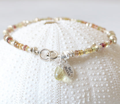 Karen Hill Tribe Silver Nugget Bracelet: Tundra Sapphire, Handmade in Paris