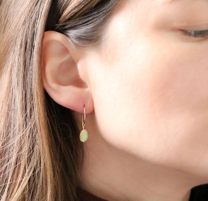 Ethiopian Opal Gold Fill Earrings: Minimalist Gemstone Jewelry