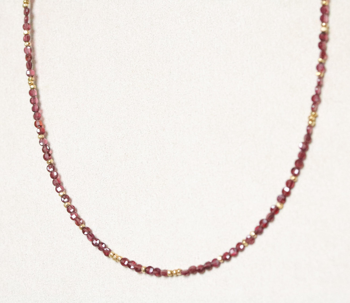 Garnet Choker Necklace: Faceted Coin Beads, Gold Vermeil, January Birthstone