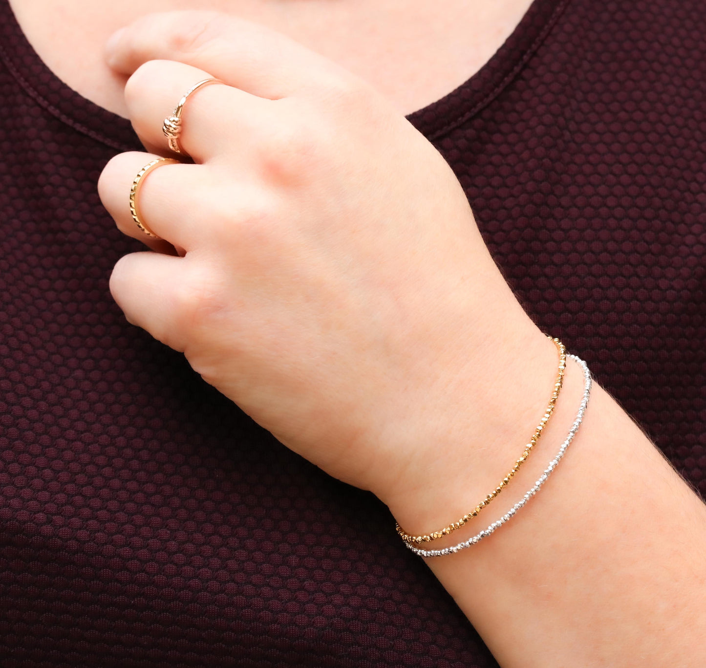 Karen Hill Tribe Gold Vermeil Nugget Bead Bracelet: Handmade Stacking Jewelry