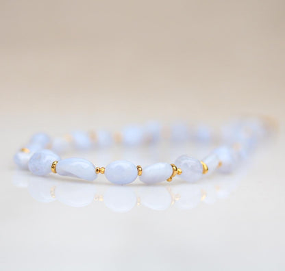 Lace Agate Phone Charm: Gold Vermeil Beaded Wrist Strap, Handmade in France