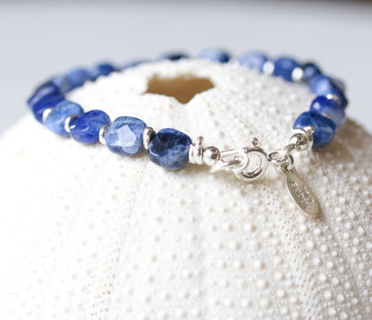 Blue Sodalite Bracelet: Karen Hill Tribe Silver, Faceted Gemstone