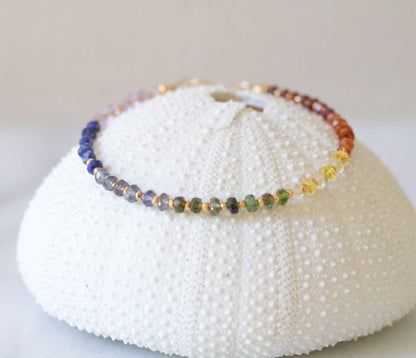Rainbow Gemstone Bracelet: Handmade Karen Hill Tribe Gold Vermeil Jewelry