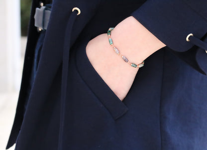 Pastel Indian Agate Bracelet: Rose Gold Chain, Dainty Gemstone Jewelry