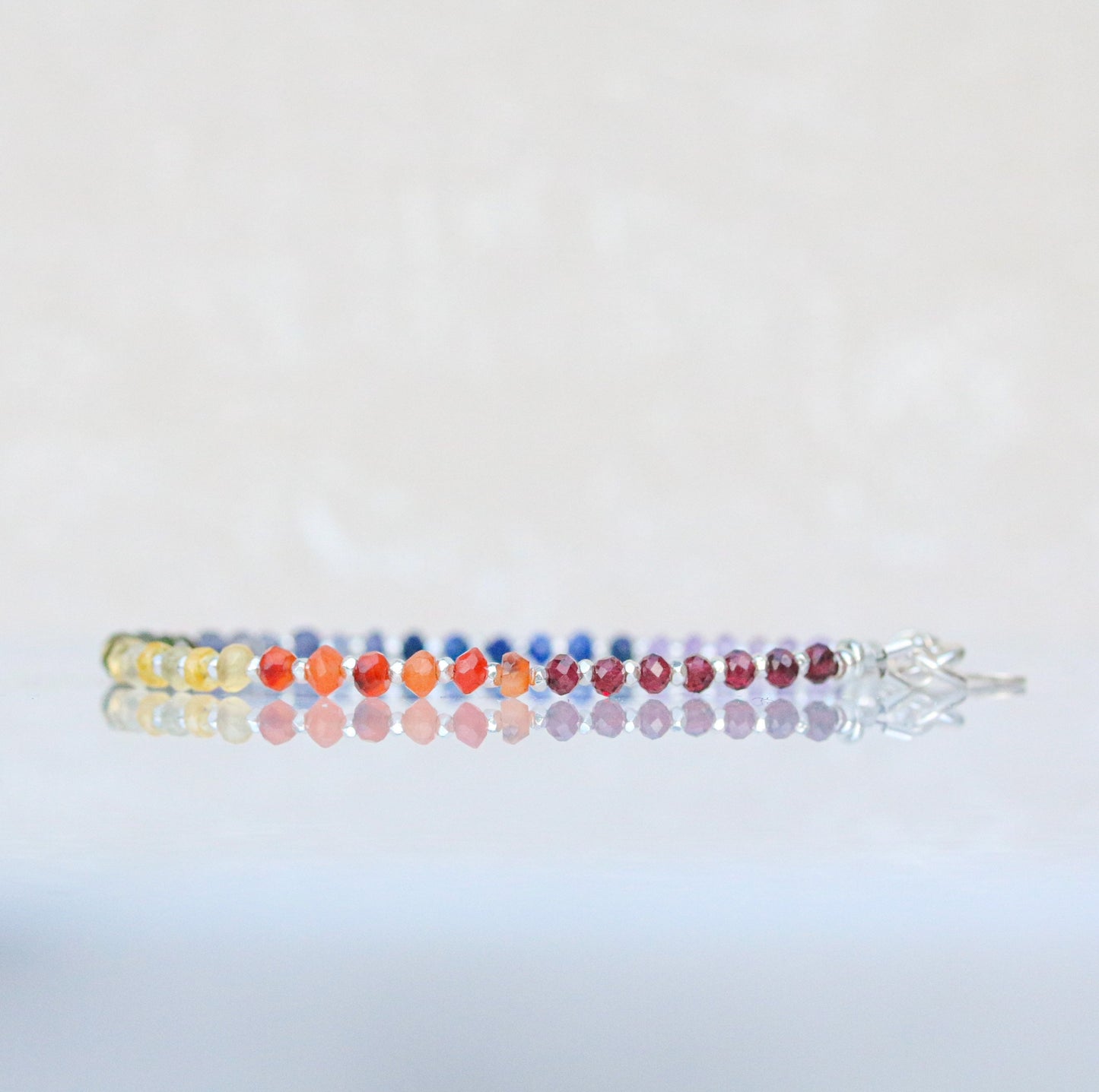 Rainbow Gemstone Sterling Silver Bracelet: Handmade Holistic Jewelry