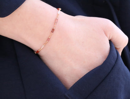 Pink Agate Rose Quartz Bracelet: Rose Gold Filled Chain