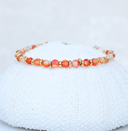 Faceted Carnelian Bracelet: Karen Hill Tribe Gold Vermeil, Gold Fill