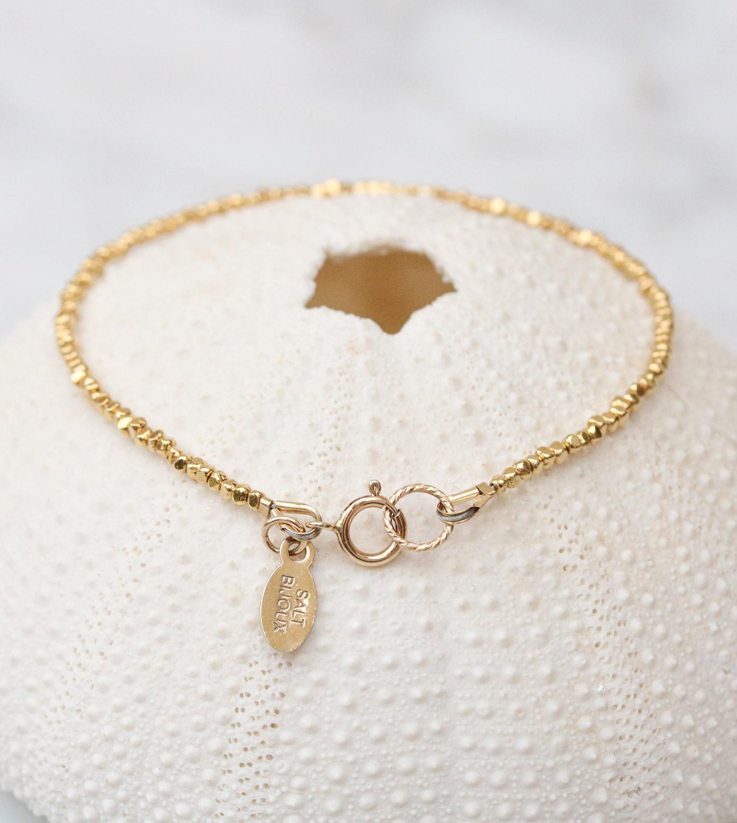 Karen Hill Tribe Gold Vermeil Nugget Bead Bracelet: Handmade Stacking Jewelry