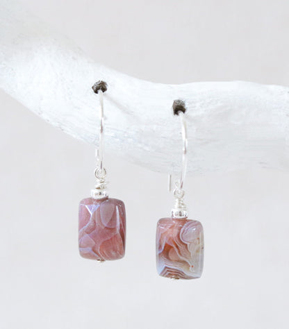 Handmade Botswana Agate Sterling Silver Dangle Earrings