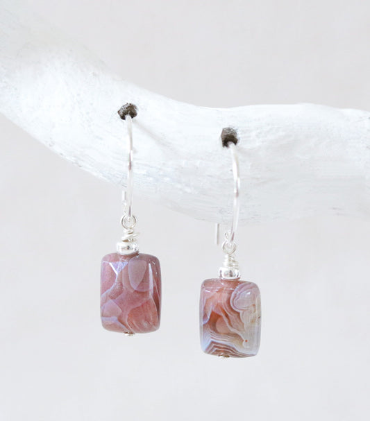Handmade Botswana Agate Sterling Silver Dangle Earrings