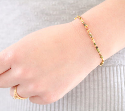 Handmade Gold Unakite Jasper Gemstone Stacking Bracelet