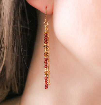 Garnet and Tourmaline Drop Earrings: Gold Vermeil Karen Hill Tribe Beads