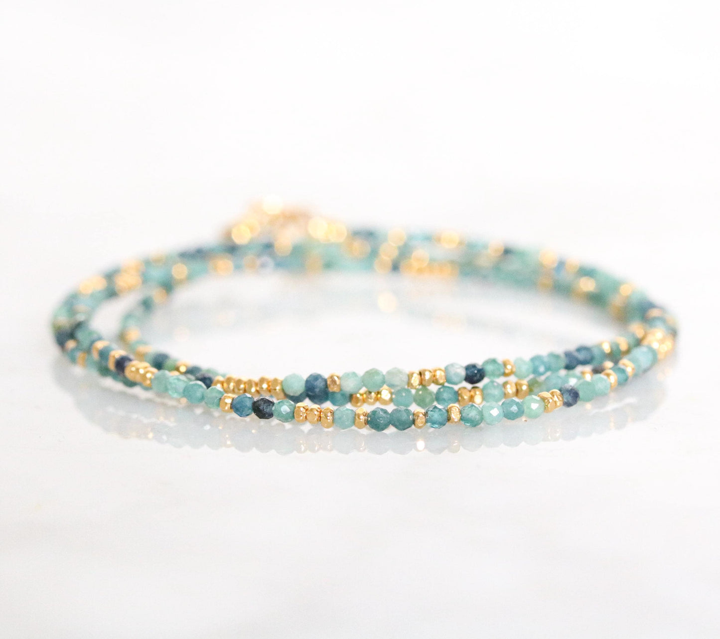 Blue Tourmaline Wrap Bracelet: Karen Hill Tribe Gold Vermeil, Handmade