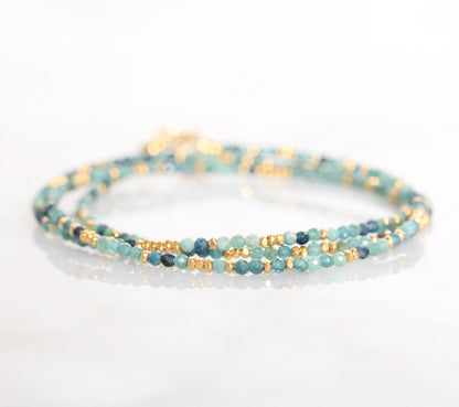 Blue Tourmaline Wrap Bracelet: Karen Hill Tribe Gold Vermeil, Handmade