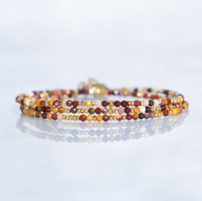 Handmade Mookaite Jasper Wrap Bracelet: Karen Hill Tribe Gold Vermeil