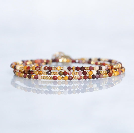 Handmade Mookaite Jasper Wrap Bracelet: Karen Hill Tribe Gold Vermeil