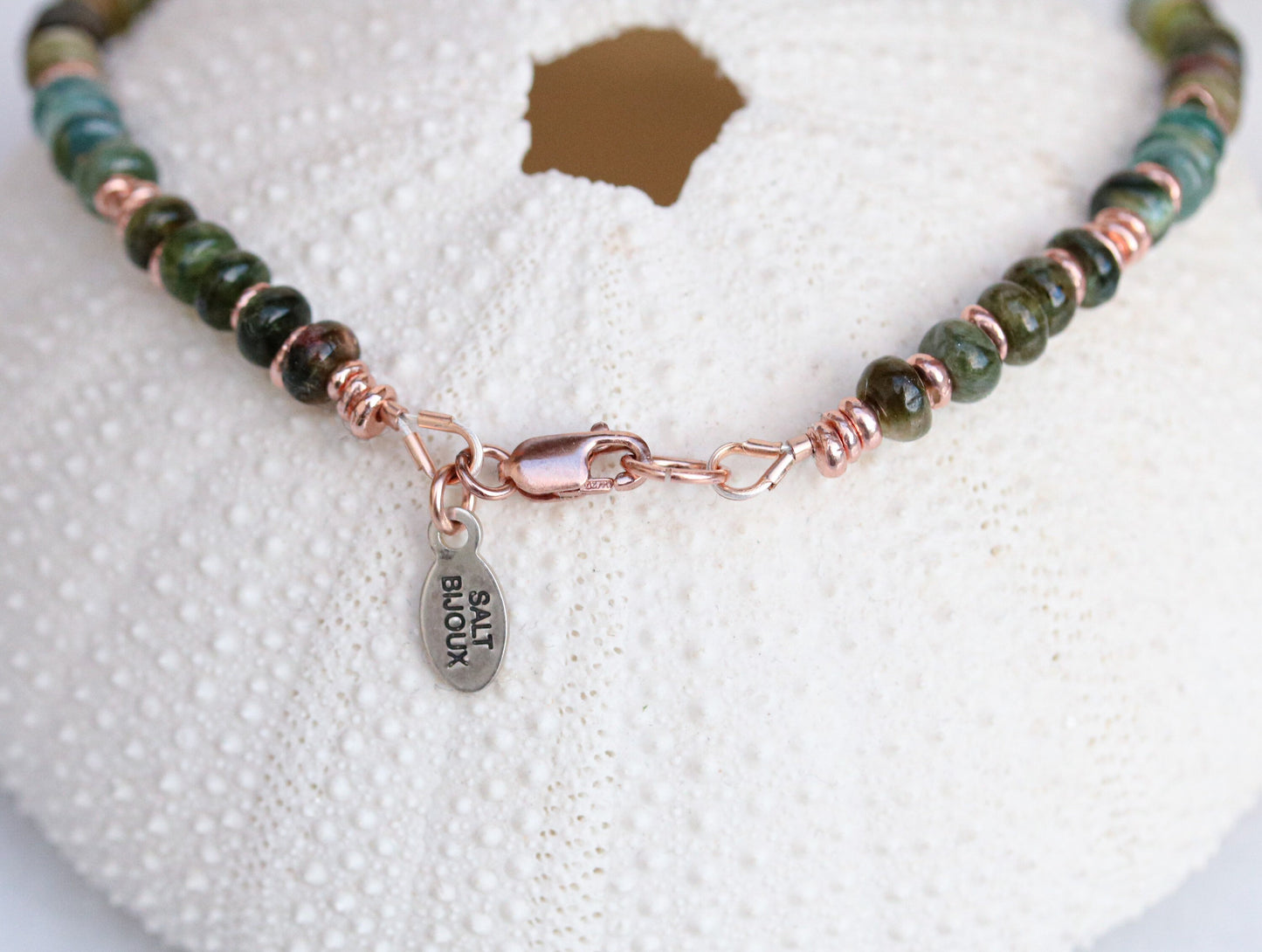 Tourmaline Heishi Choker: Rose Gold Vermeil, Surfer Style Necklace