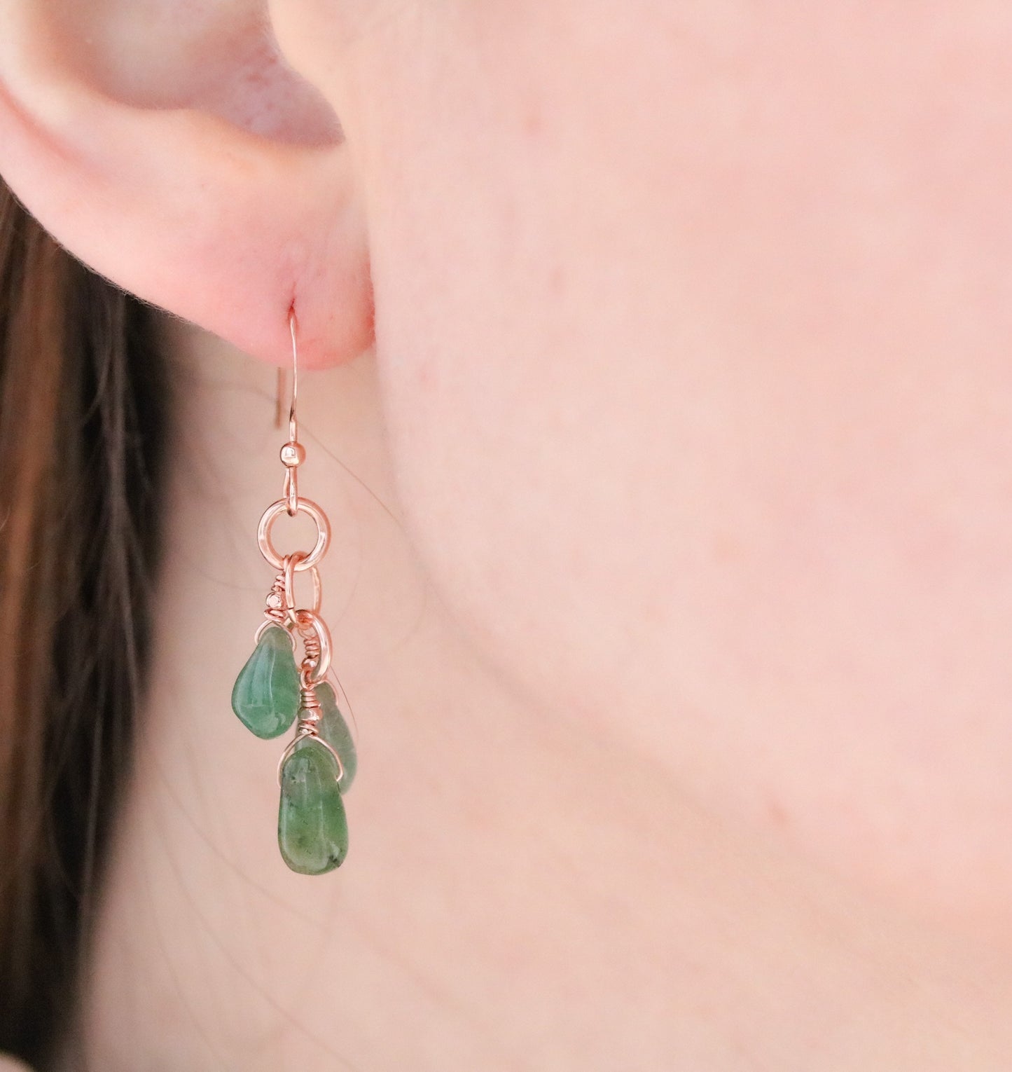 Aventurine Drop Earrings: Rose Gold Karen Hill Tribe Beads