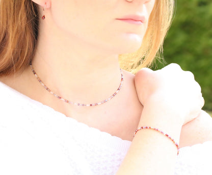 Rose Quartz & Pink Spinel Rose Gold Vermeil Choker Necklace