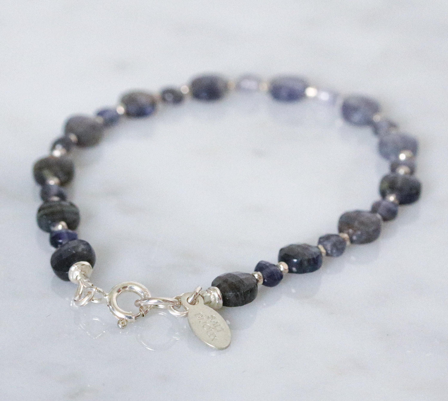Ombré Iolite Bracelet: Sterling Silver Faceted Coin Jewelry