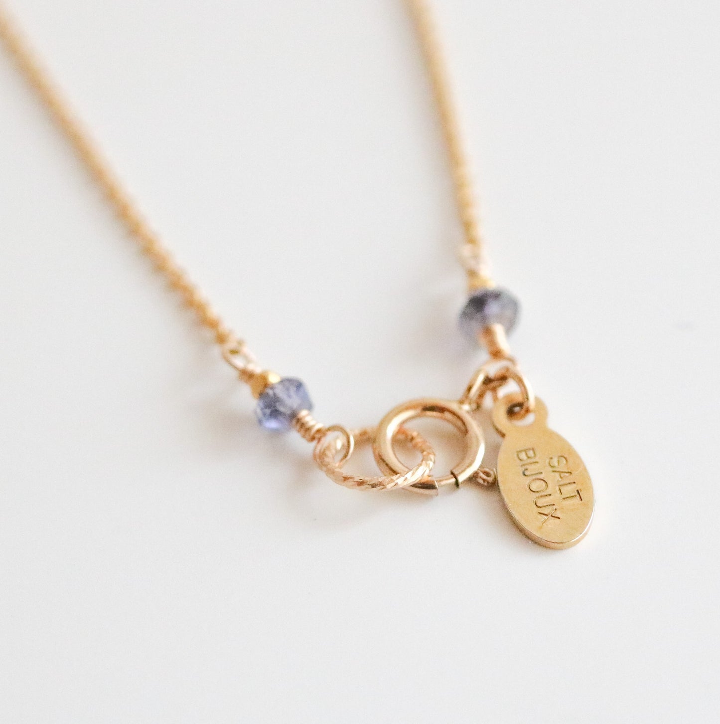 Handmade Gold Filled Iolite Mini Coin Choker Necklace (40cm)
